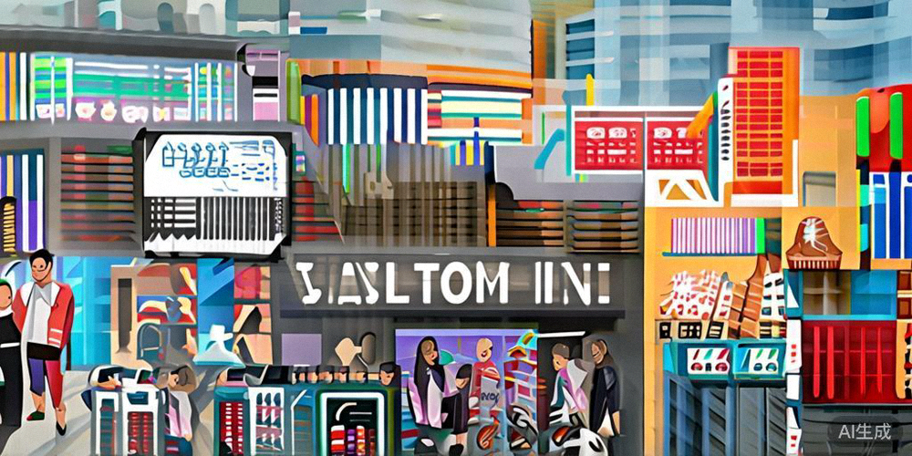 跨境电商本地化成功案例场景图 - 展示一个品牌在本地市场从线上广告到线下用户互动，最终实现销售增长的全景图