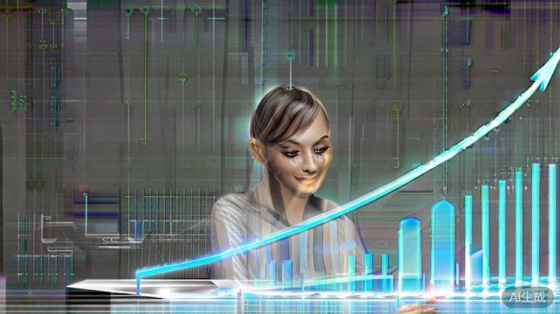 售后体验即增长引擎文章配图 - 一位客服人员正在电脑前提供专业服务，背景是上升的增长曲线图